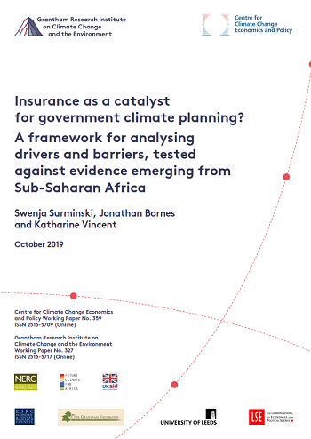 New Grantham Research Institute working paper with inputs from Kulima-“Insurance as a catalyst  for government climate planning?”